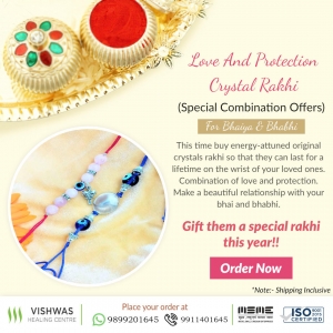 Love And Protection Crystal Rakhi 
